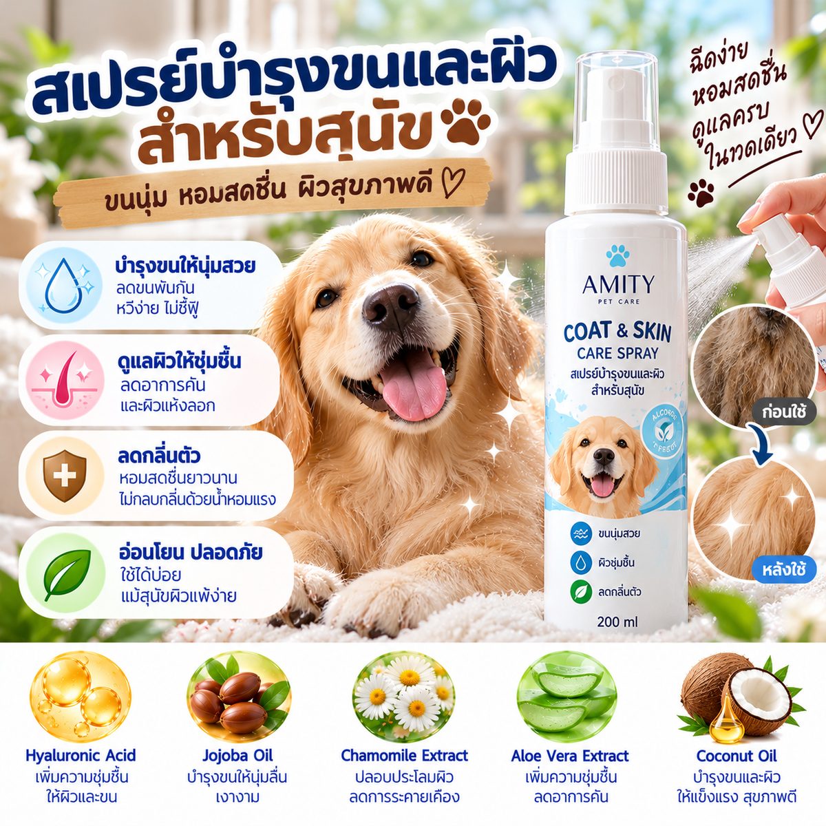 สเปรย์บำรุงขนและผิวสำหรับสุนัข